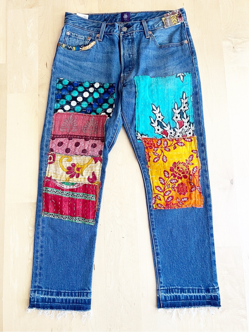 Res Ipsa Original 501 Jeans Upcycled Art-to-Wear Patchwork Size 29